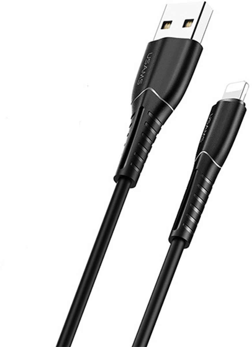 USAMS U35 Lightning Kabel 2A Snelladen 1m Zwart