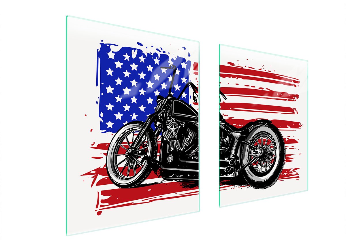 TMK ArtDeko Serie - Glazen Beschermplaat voor Fornuis - Motocross - 85x52 cm