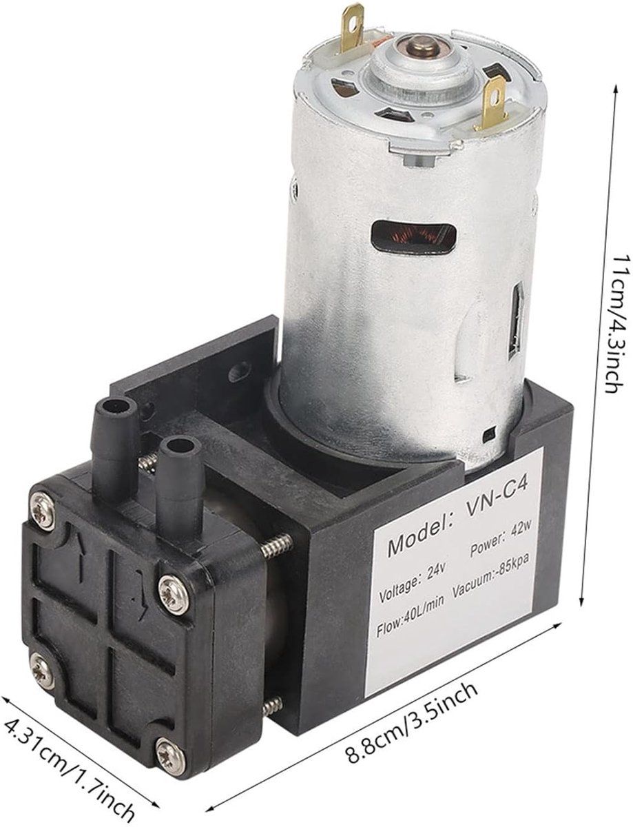 Mini Vacuümpomp - Elektrische Drukpomp - Laboratorium Gebruik - Olievrije Werking - 40 L/min - Zwart
