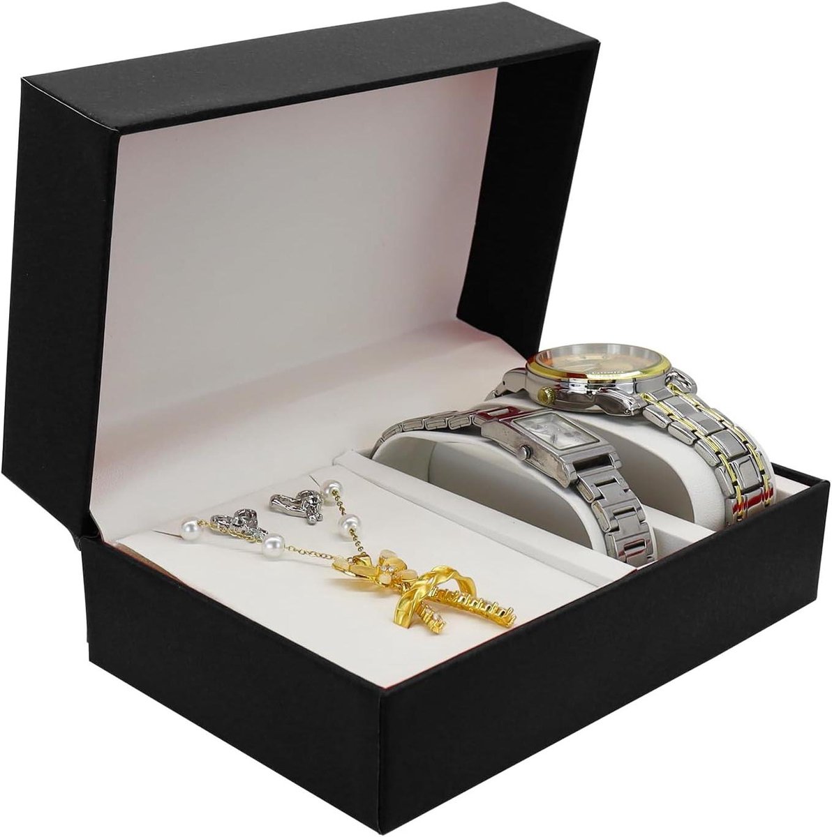 Horloge Doos - Juwelendoos Organizer - Veilig Opbergen - Dubbele Slot - 16.5 x 11 x 7 cm - Zwart