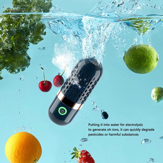 Allecto - Fruit- en Groentereiniger - Draadloos en USB Oplaadbaar - Blauw - Groentewasmachine - Voor Fruit en Groenten - Handig en Compact van Merkloos — afbeelding 2