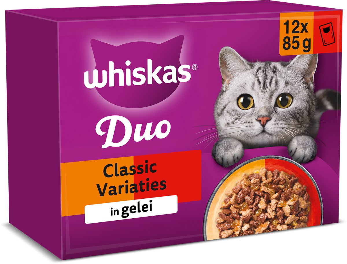 4x Whiskas Duo Senior Classic Variaties Multipack 12 x 85 gr