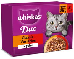 Whiskas Kattenvoer - Adult 1+ - Duo Classic Variaties gelei - 4x12x85g