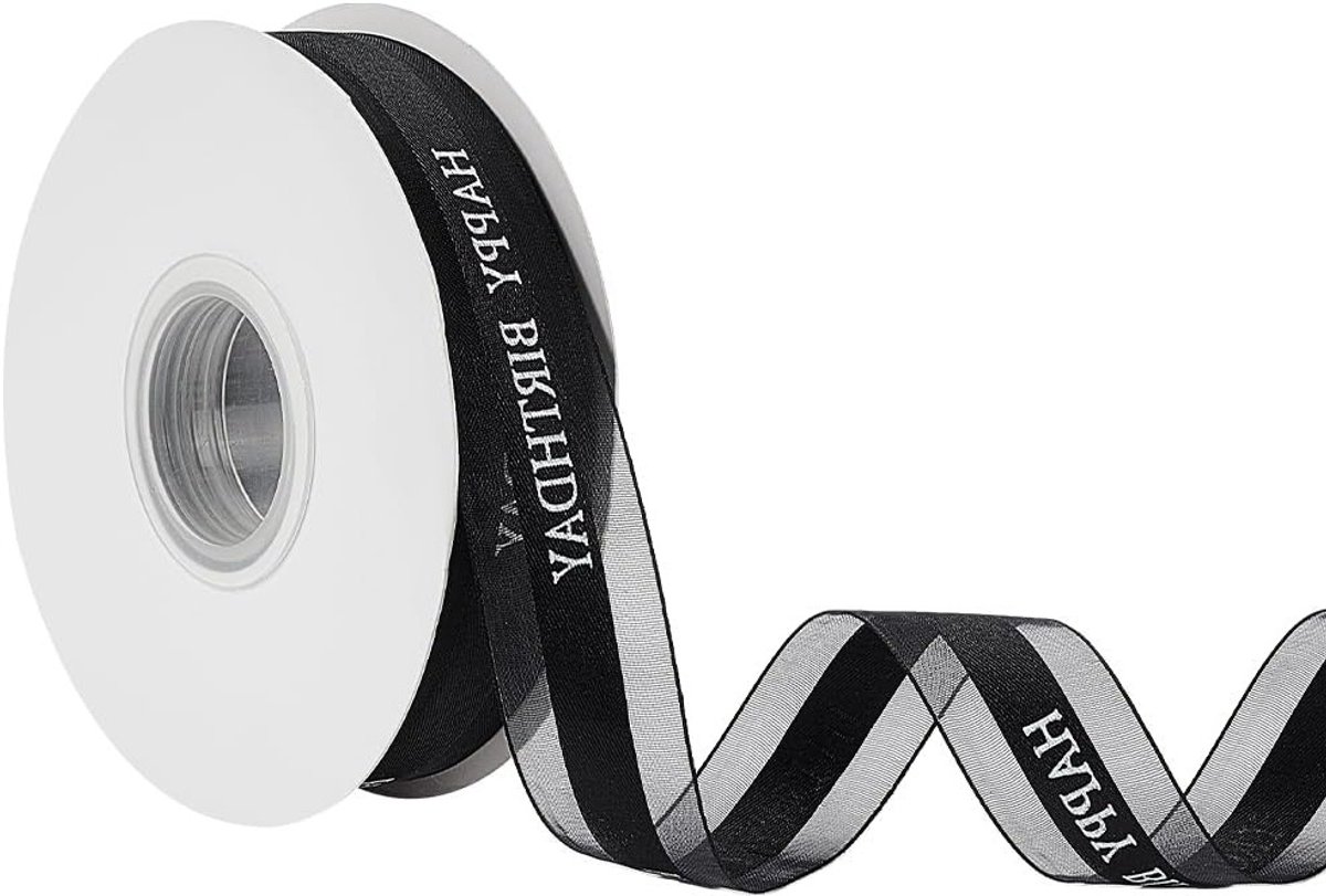 100m Happy Birthday Chiffon Ribbon - 2.2cm Satijnlint voor Cadeauverpakking, Verjaardagsdecoratie en DIY Bloemen en Strikken