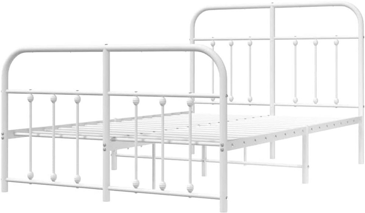 Metalen Bedframe - Ledikant Bedombouw - Slaapkamer Inrichten - Robuuste Constructie - 120x200 cm - Wit