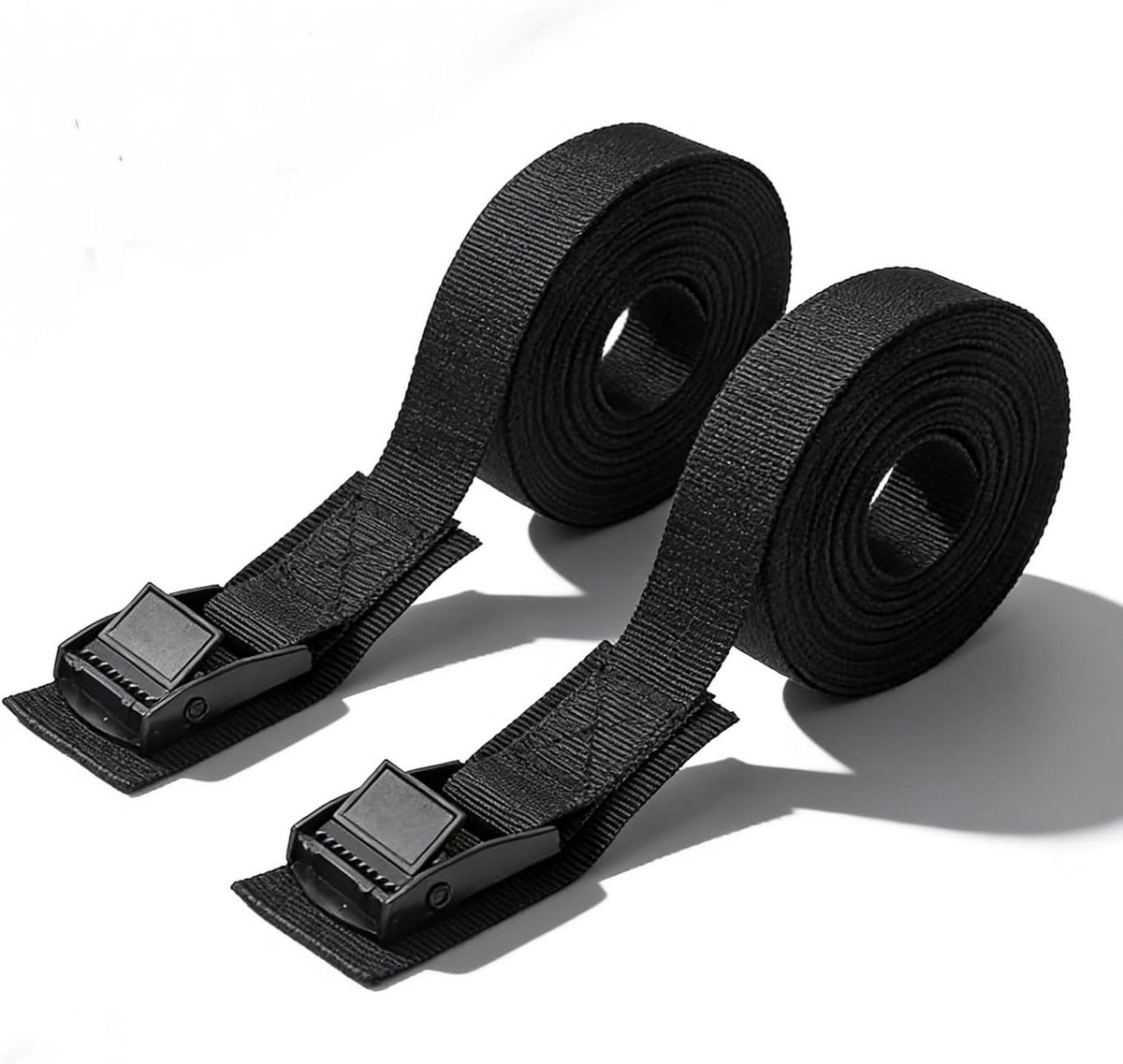 Sjorriemen Nylon - Spanbanden Bevestigingsriemen - Veilig Transport - Geïntegreerde Bekleding - 25 x 200 cm - Zwart