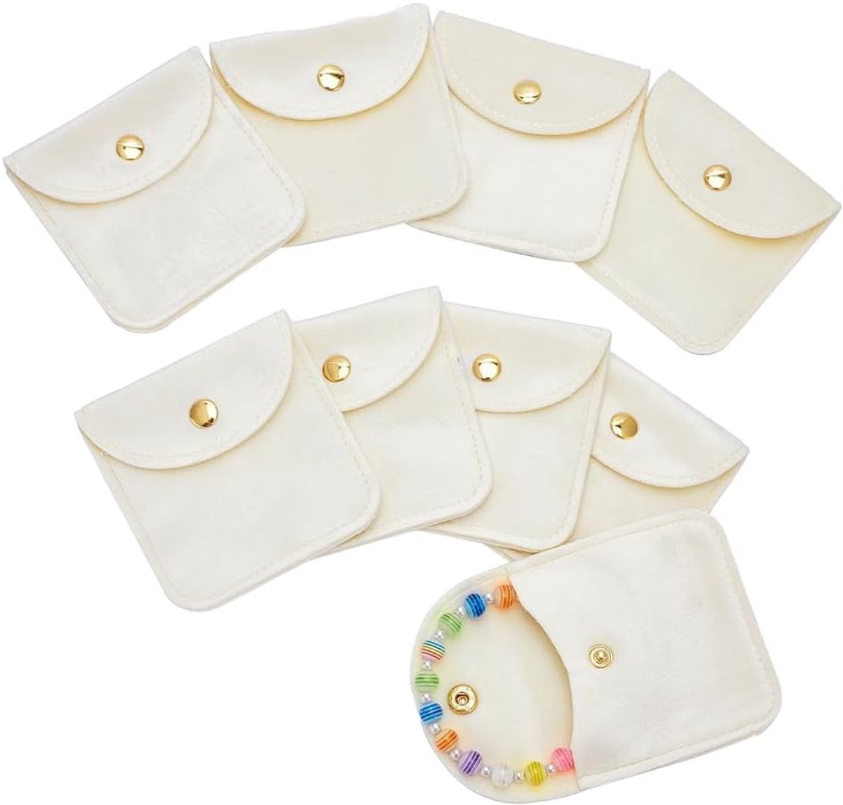 20 Stuks Fluwelen Sieraden Tassen met Drukknoop, Luxe Cadeauzak voor Sieraden en Snoep, 8x8cm, Ideaal voor Verpakking van Armbanden en Kettingen