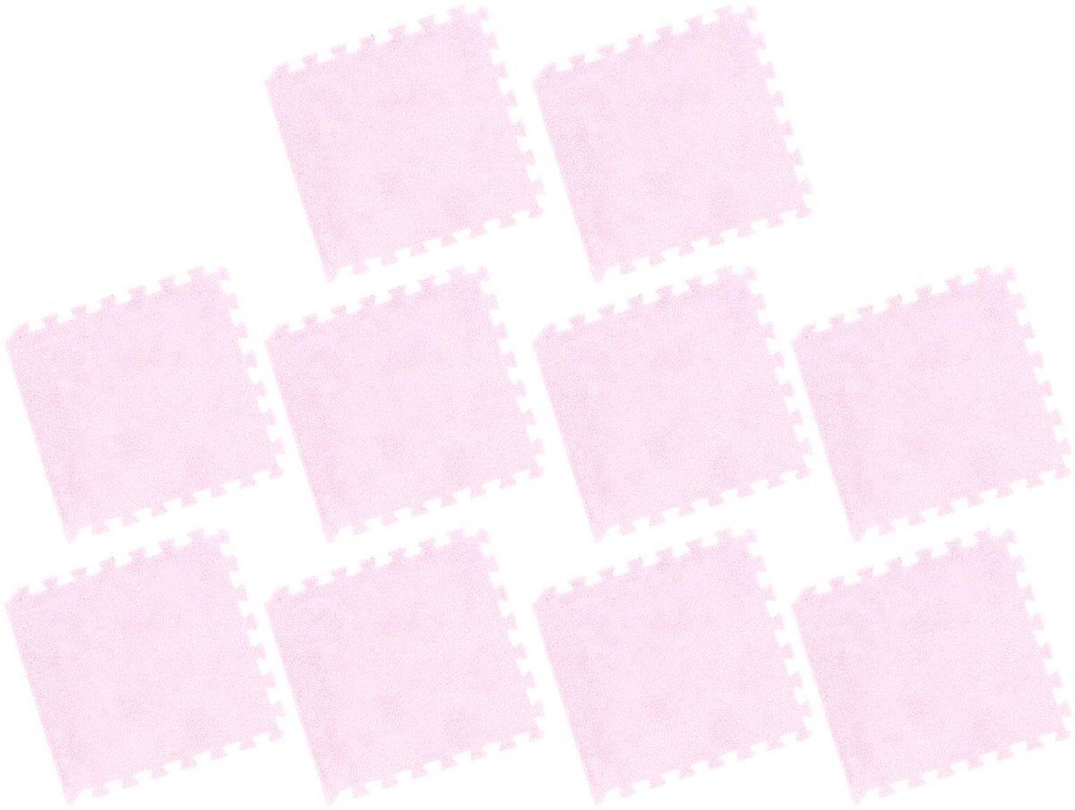Allecto - Spacnana Pluche Foam Vloermat - 10 Delige Antislip Tegels voor Speelkamer en Slaapkamer - Roze