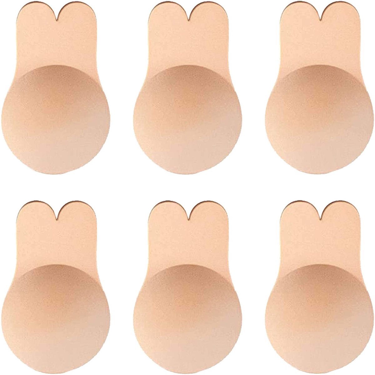 Daity Zelfklevende BH L – Herbruikbare Strapless Push-Up Siliconen BH – Onzichtbare Tepelcovers – Beige – 3 Paar – Comfortabele Plak BH voor Avondjurken en Rugloze Kleding