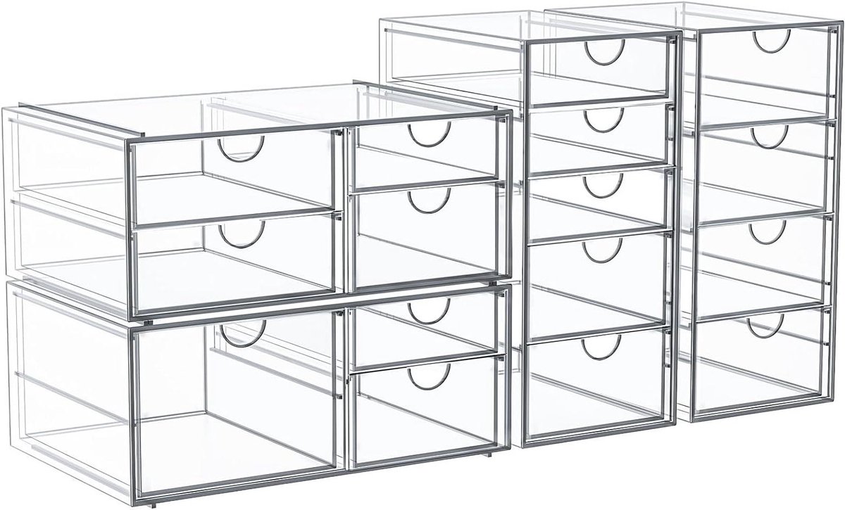 Make-up Organizer - Lade Organizer - Bureau Organiseren - Stofdicht Acryl - 16 Laden - Transparant