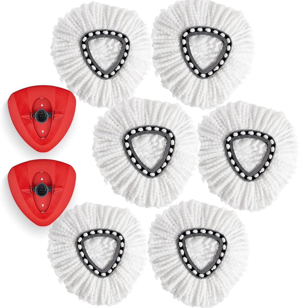 Spin Mop Set - Dweilkop Vervanging - Vloeren Schoonmaken - Driehoekig Ontwerp - 6 Stuks - Wit