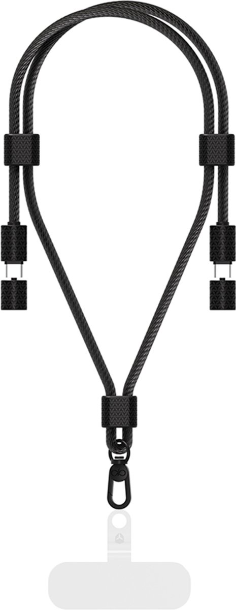 Force Case, USB-C naar USB-C Oplaadkabel 60W - PD 3A - Met Polsband - Sterk, Zwart