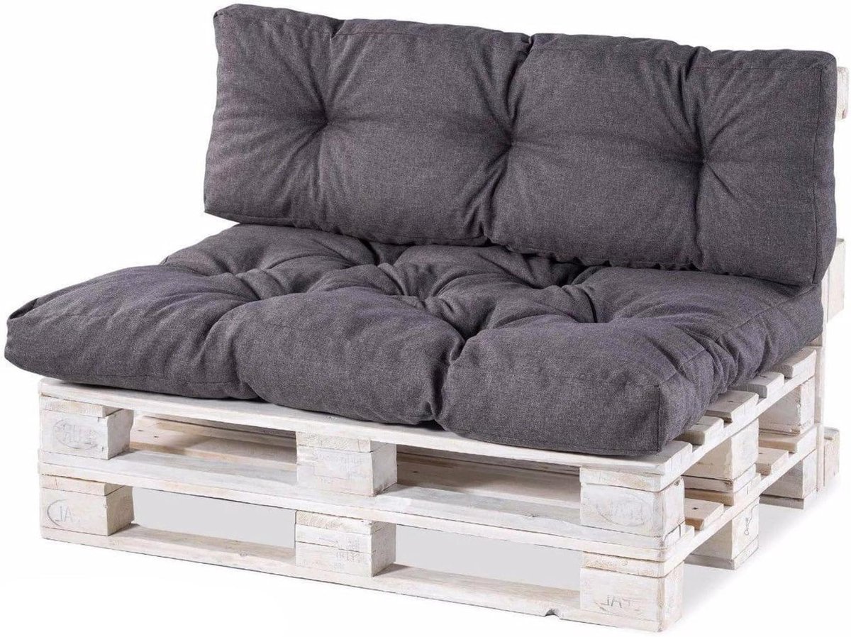 Palletkussens - Tuinbankkussens Zitkussen - Buiten Zitten - Gegranuleerd Schuim Vulling - 120x80 cm - Antraciet
