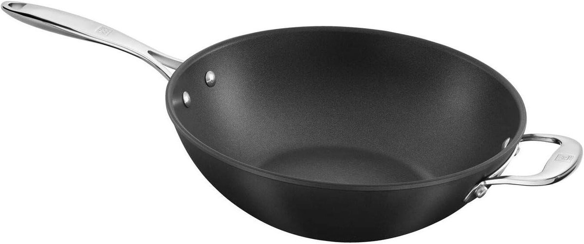 Wok - Roerbakpan - Aziatisch Koken - Titanium Versterkt - 30 cm - Zwart