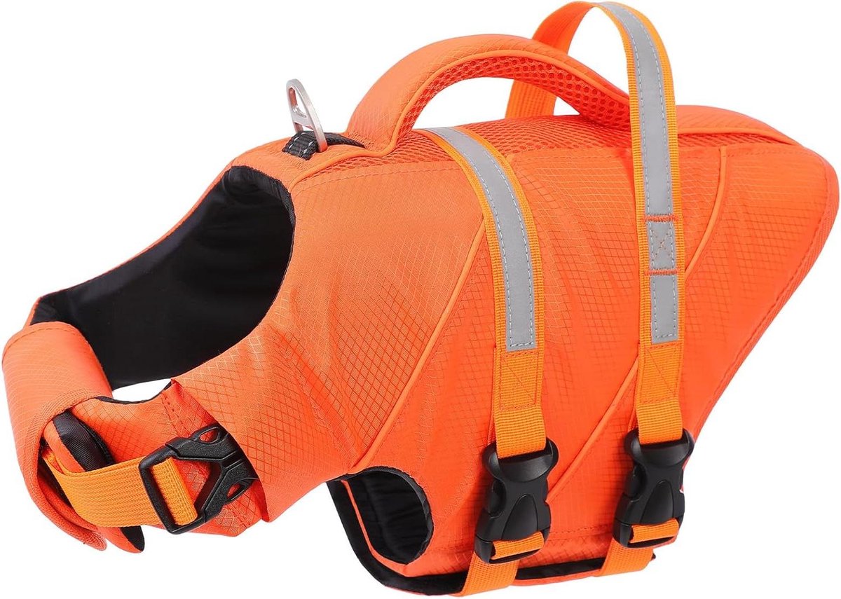 Honden Reddingsvest - Honden zwemvest Veiligheidsvest - Wateractiviteiten Hond - Goede Zichtbaarheid Drijfondersteuning - M: 52-64cm Borstomvang - Oranje