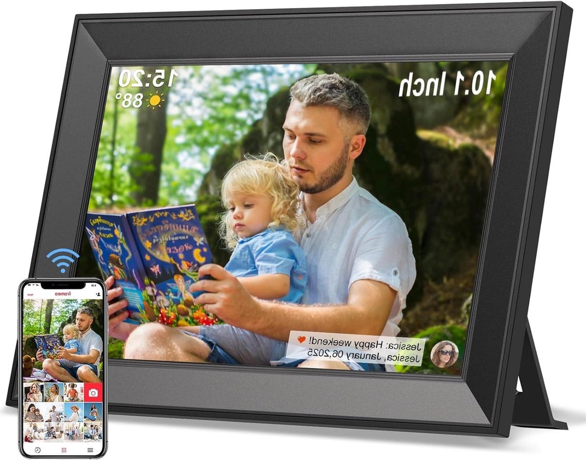 Digitale Fotolijst - Smart Wifi Frame - Foto's Delen - HD IPS Touchscreen - 101 inch - Zwart