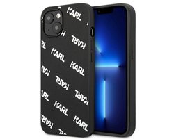 Karl Lagerfeld Allover Serie - iPhone 13 Mini Hoesje - Zwart - Luxe Design - Krasbestendig