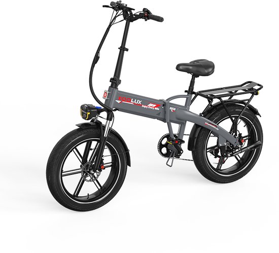 KOOLUX - RK10 E-Bike Vouwfiets - 20 x 4.0 Dikke Banden - 48V 13Ah 624Wh Accu - LCD Scherm - 250W Motor - Max 25 km/u - 70-120 km Bereik - NFC Ontgrendeling - App Connect - Shimano 7-Speed - Opvouwbaar - Grijs van KOOLUX — afbeelding 2
