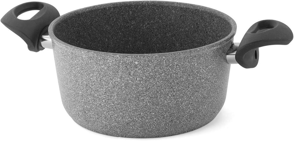 Braadpan met handgrepen - Kookpan Sauspan - Gezond Koken - Eco Inductie Bodem - 20 cm - Grijs