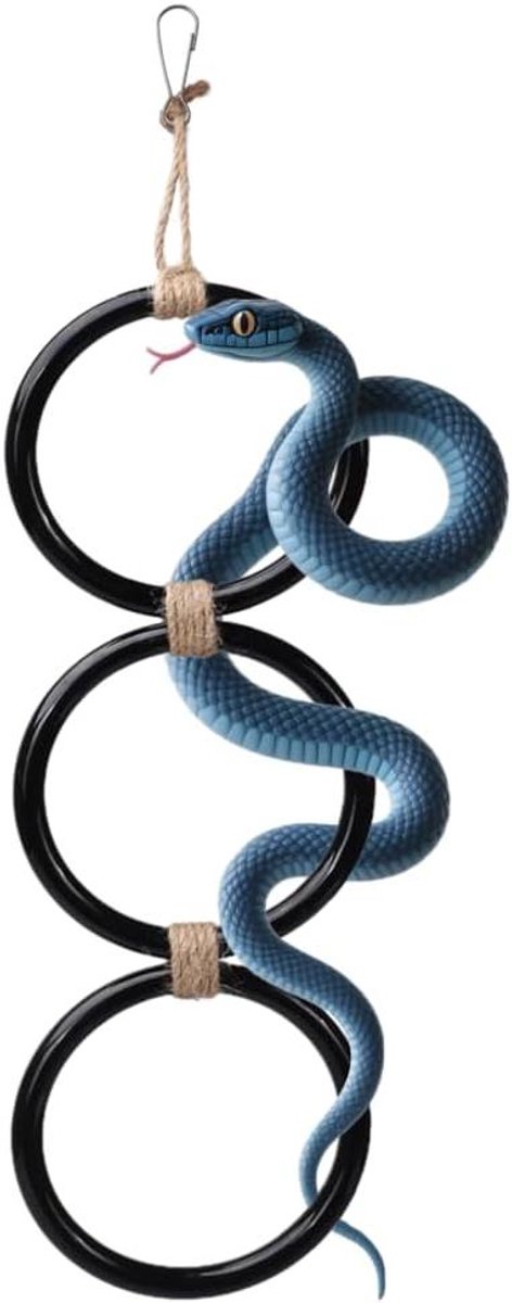 Klimringen Slangen - Verrijkingsspeelgoed Reptiel - Verbeteren Coördinatie - Glad ABS Materiaal - 5 Ringen 62cm - Zwart
