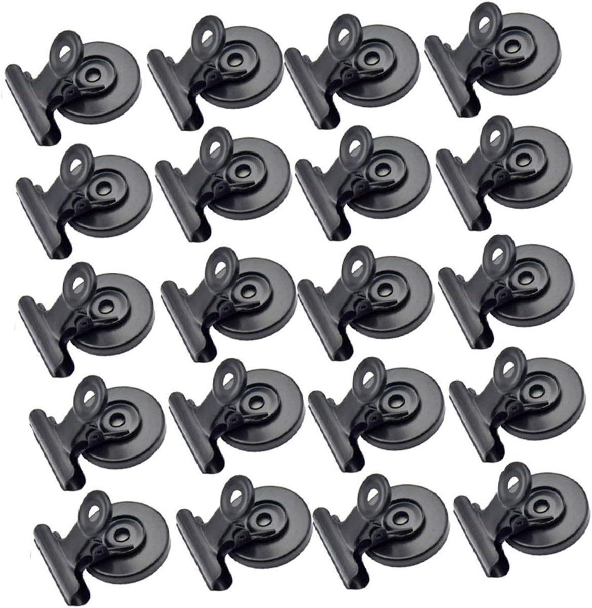 Sterke magnetische clips, 20 stuks, 31 mm, zwart, zware koelkastmagneetclips, medium clipmagneten, kantoorbenodigdheden, fotodisplays