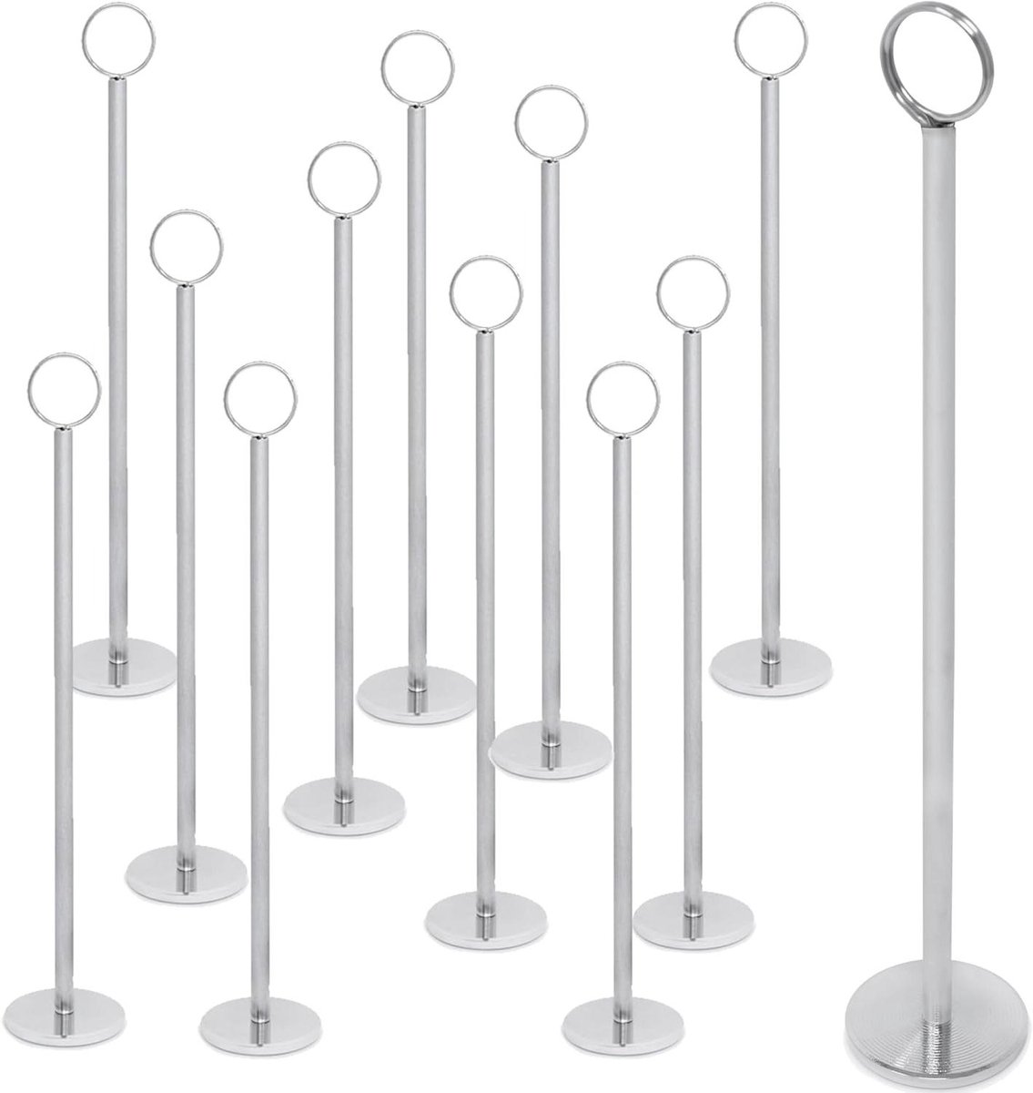 Plaatskaarthouder Set - Tafeldecoratie Kaarthouder - Feestelijke Tafelopstelling - Duurzame Staalconstructie - 30.5 cm Hoog - Chroom Zilver