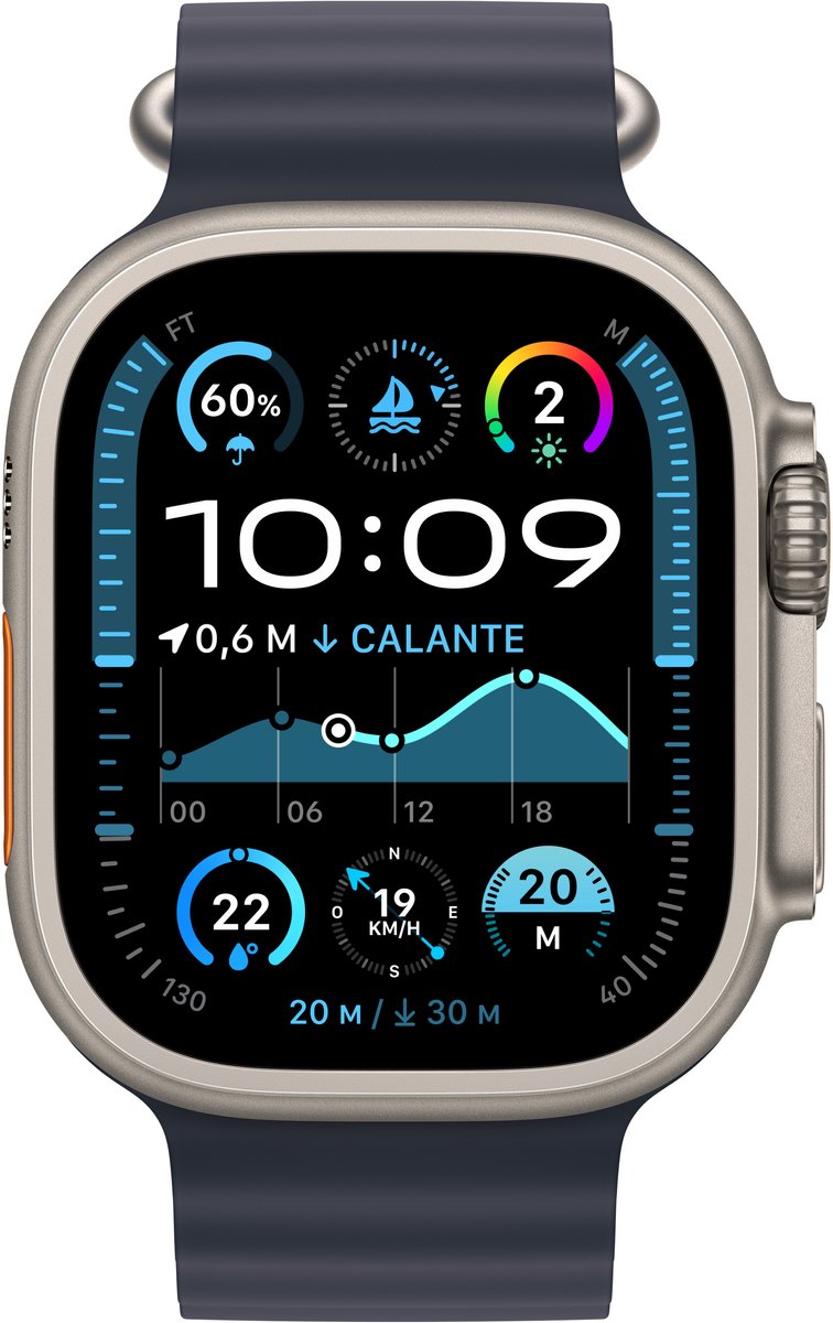 Apple Watch Ultra 2 - GPS + Cellular - 49mm - Titanium Case met Navy Ocean Band