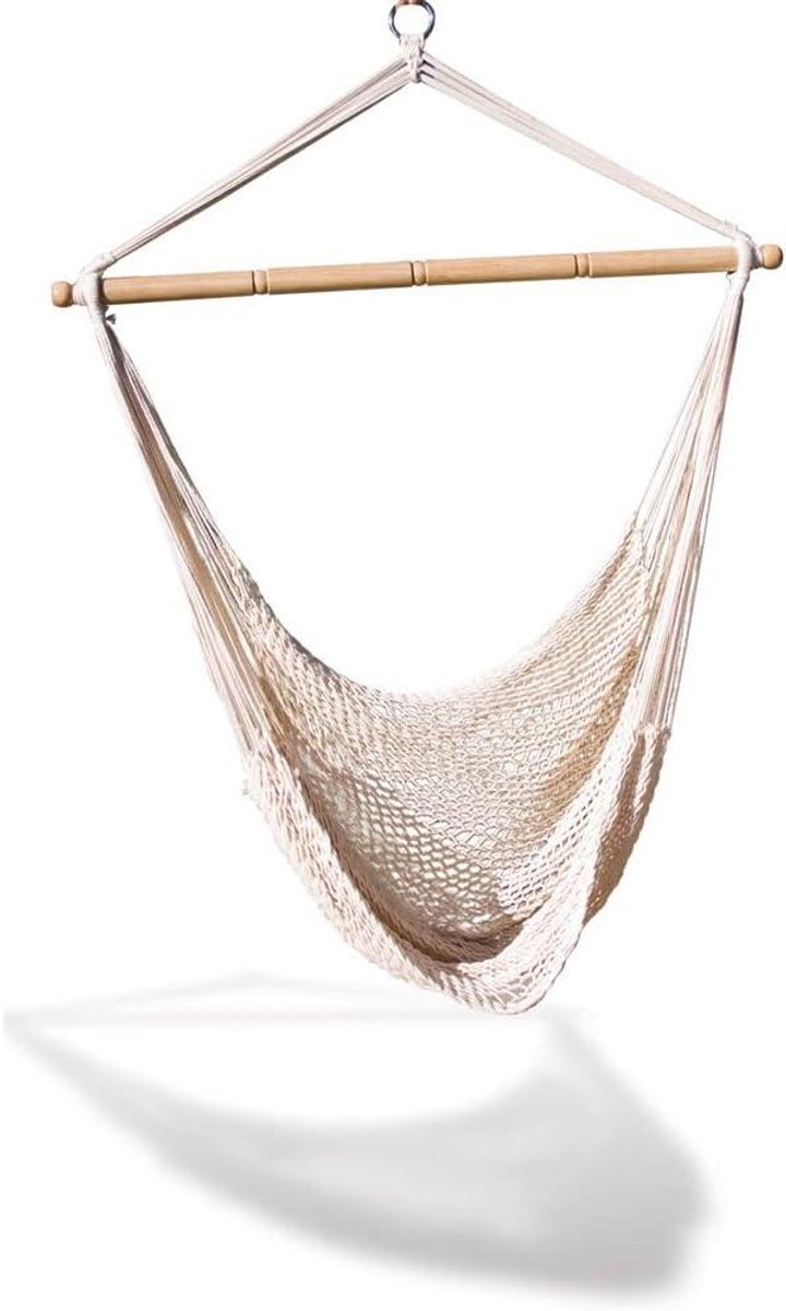 Hangmat Netstoel - Touwstoel Zomer - Ontspannen Buiten - Licht Ademend Net - 142x137x97 cm - Wit