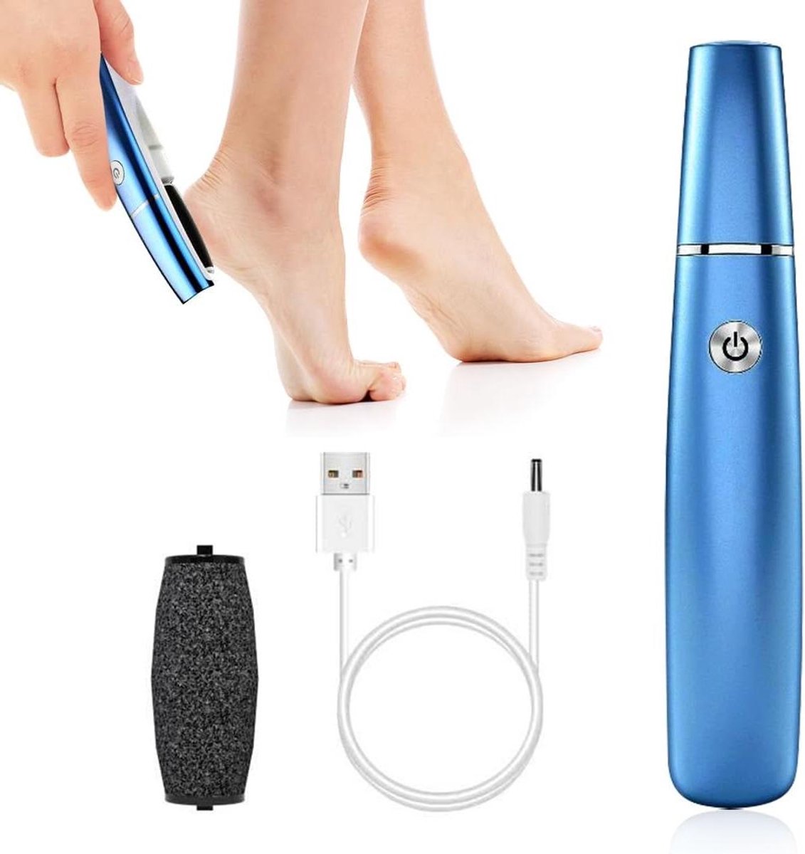 Elektrische Eeltverwijderaar - Voetvijl - Voetverzorging Thuis - Dubbele Snelheidsinstelling - USB Oplaadbaar - Blauw