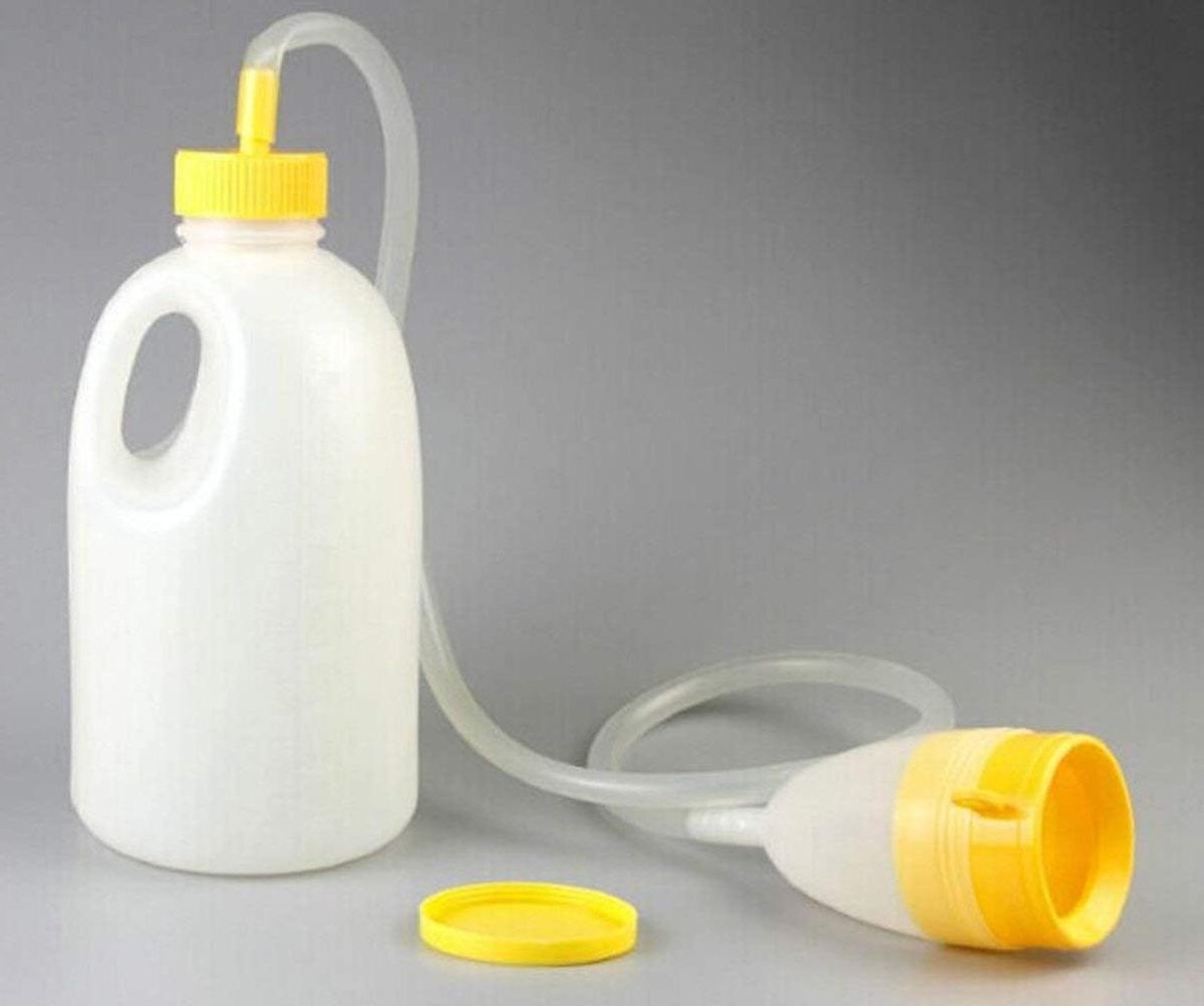 Urinoir Fles - Plas Fles Mannen - Nachtelijke Afvoer - Groot Deksel Geurvrij - 1700 ml - Transparant