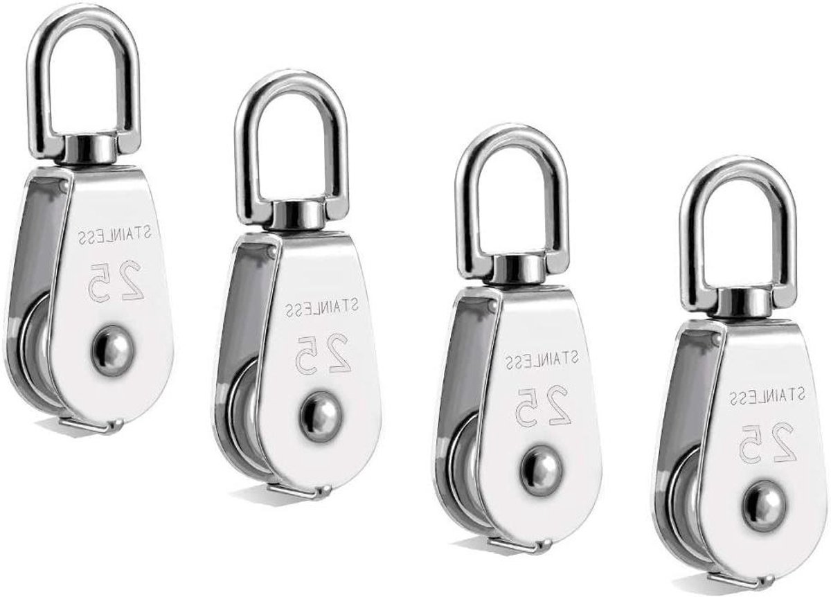 Katrol Blokken - Enkele Katrol - Touw Hijsen - 360 Graden Rotatie - M25 Capaciteit - Zilver