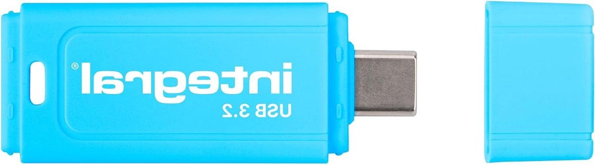 Snelle USB Stick - Geheugenstick Data - Bestanden Opslaan Delen - Type-C Omkeerbaar - 32 GB - Neon Blauw