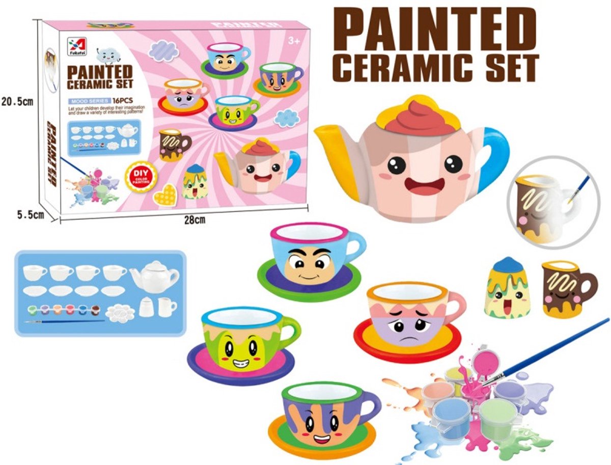 Ultiluxe® Servies Schilderen Keramiek - 16 stuks - Serviesset Beschilderen - Zelf Verven - Complete DIY set - Knutselset