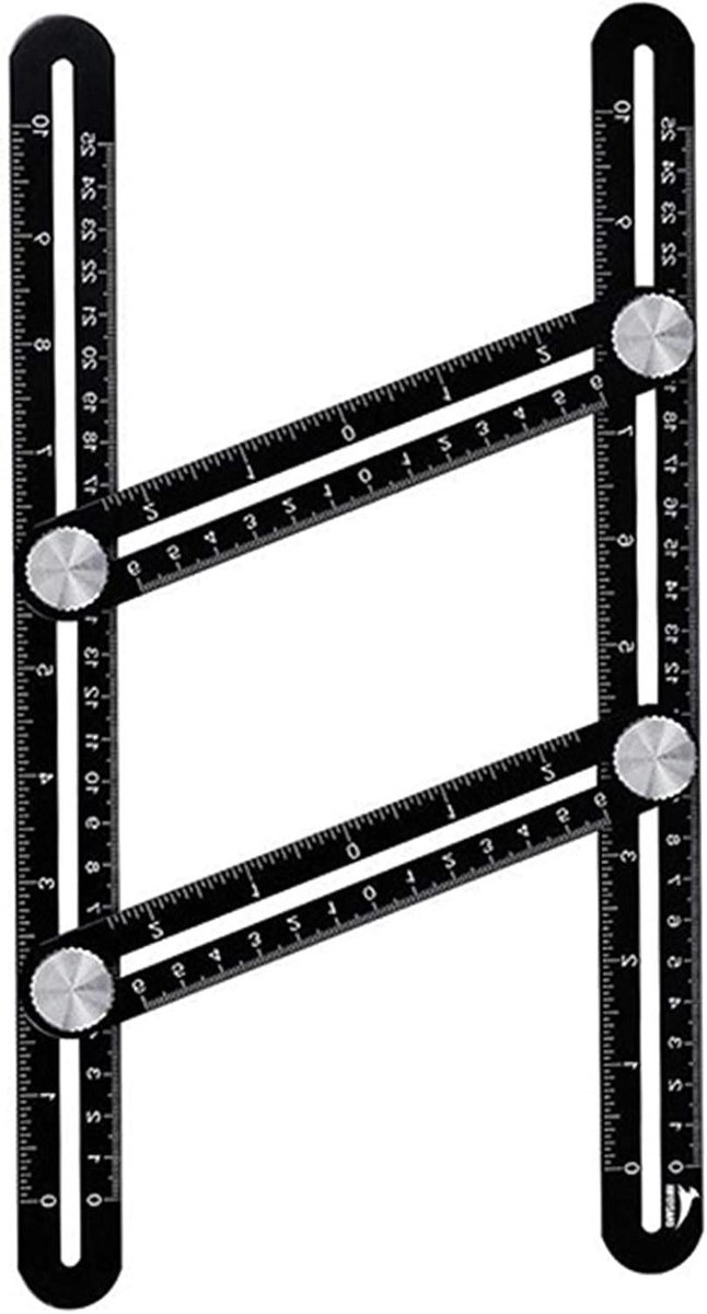 Multifunctionele Liniaal - Hoekmeter Sjabloon - Precisie Meten - Opvouwbaar Ontwerp - Inch Centimeter - Zwart Blauw