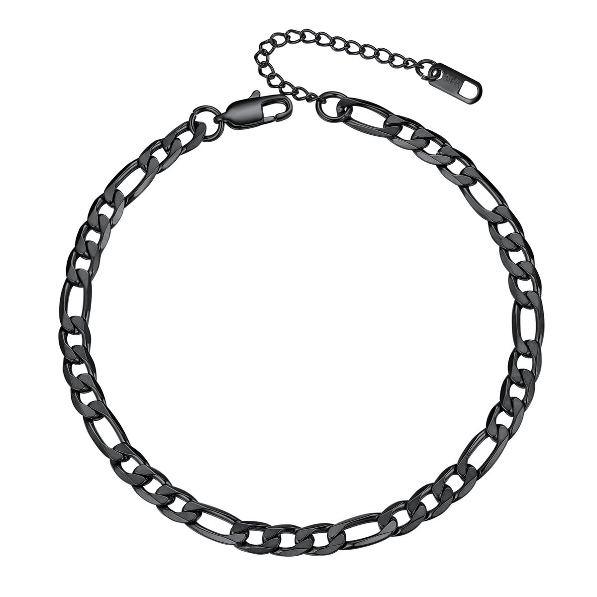 PROSTEEL Vrouwen Zwarte RVS Figaro Ketting & Enkelbandje - Verstelbaar in Cadeauverpakking
