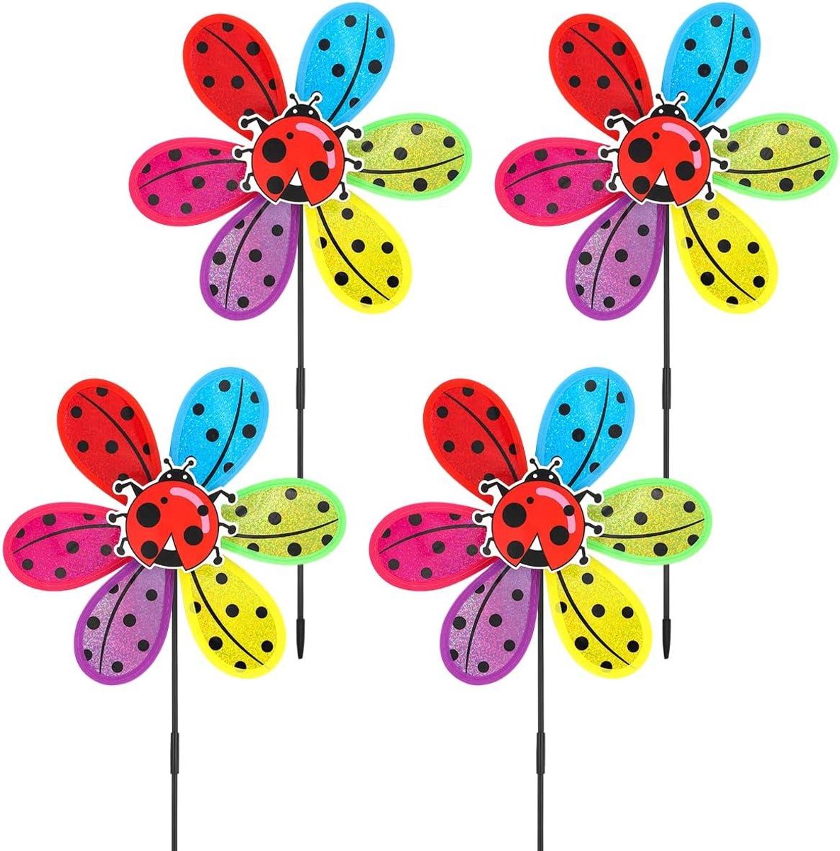 Windspinners Tuin - Kleurrijke Windmolens - Buiten Decoratie - Vogels Afschrikken - 28 Inch Hoog - Regenboog Glitter