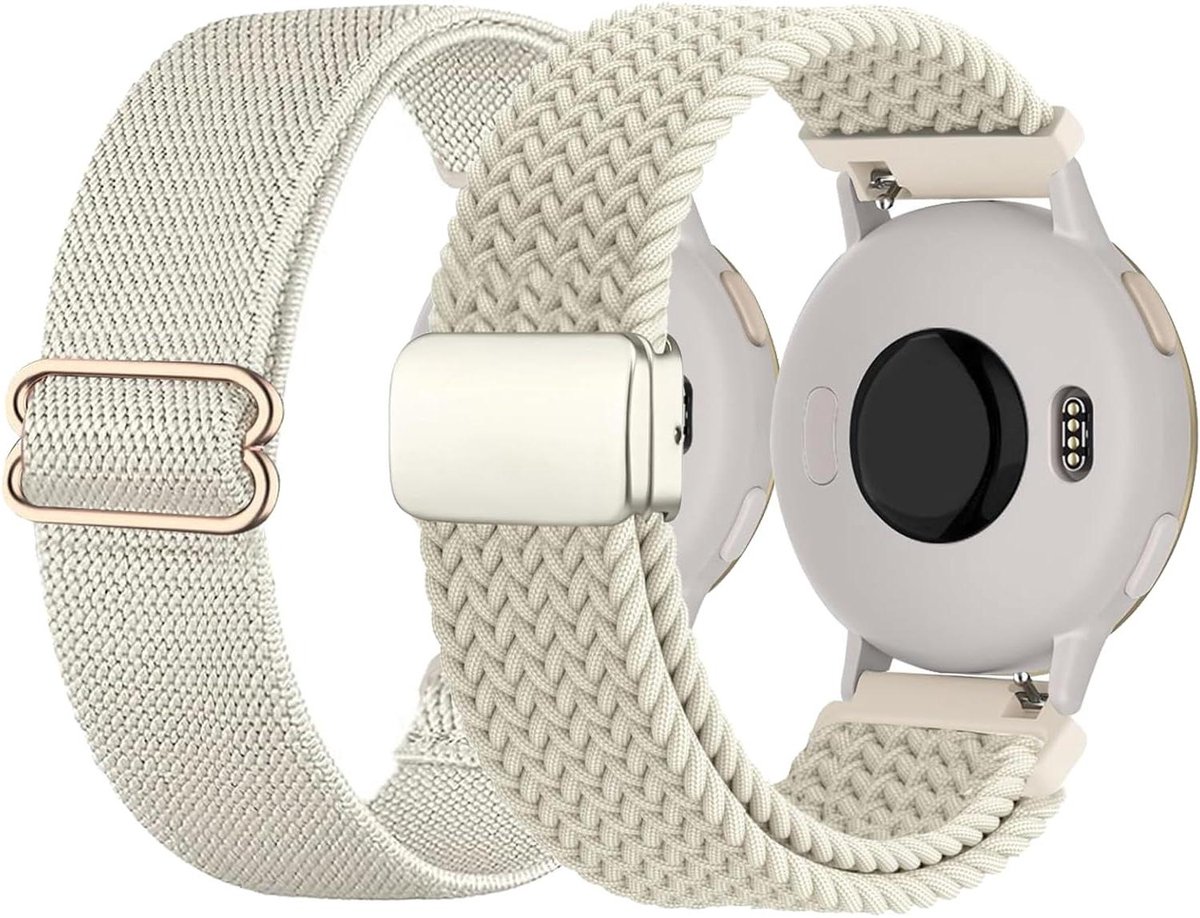 Nylon Horlogeband - Elastische Band - Smartwatch Dragen - Verstelbare Magneetsluiting - 20 mm Breedte - Zwart