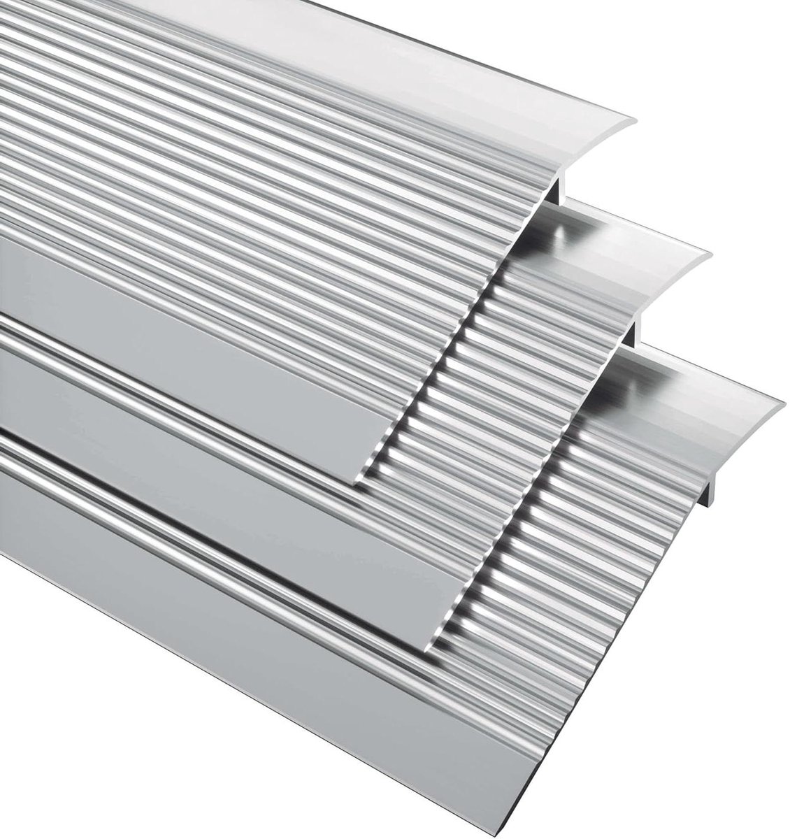 Aluminium Drempellijst - Vloerovergang Strips - Oneffen Vloeren Verbinden - Zwaar Aluminiumlegering - Set van 3 - Zilver