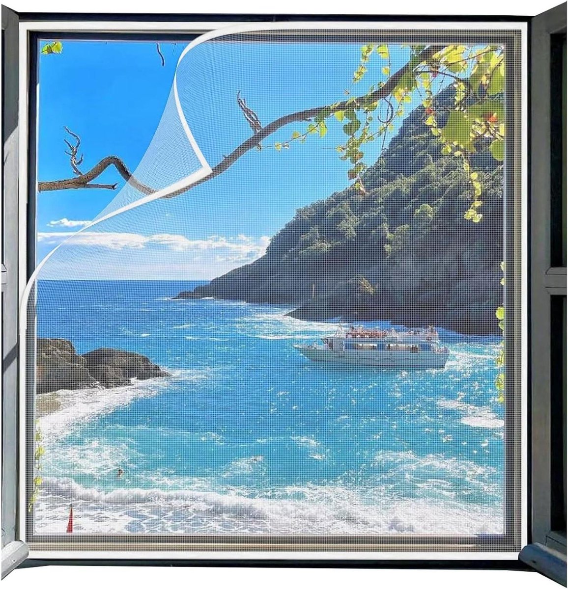 Raamhor Insectenbescherming - Horren Raam Vliegenraam - Insecten Buiten Houden - Full-Frame Klittenband - 100x115cm - Wit