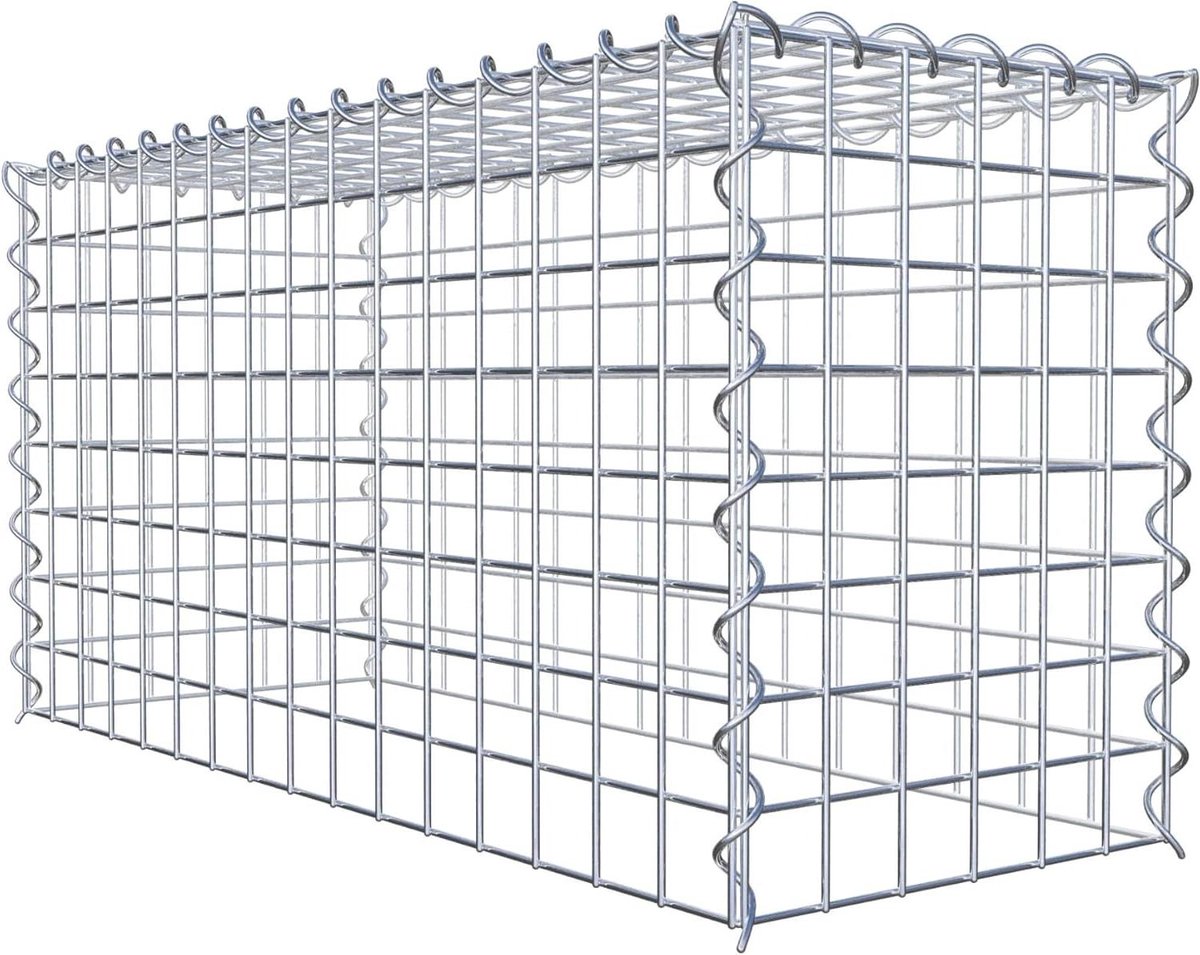 Gabionen Steenkorf - Steenmand Korf - Tuin Afscheiding - Gegalvaniseerd Duits Staal - 80x40x30 cm - Zilver