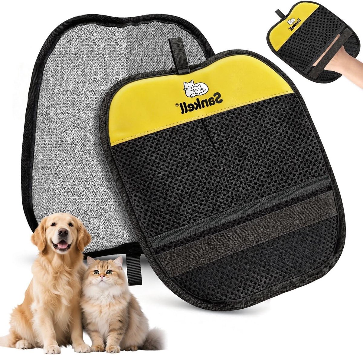 Huisdierenontharingshandschoen - Verwijderaar voor dierenhaar - Meubels reinigen - Statische elektriciteit technologie - 226 x 20 cm - Grijs