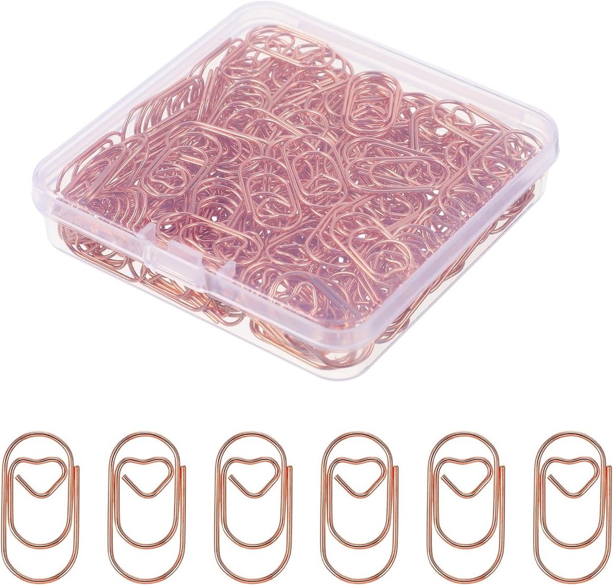 200 Stuks Hartvormige Paperclips Goud, Kleine Metalen Clips in Transparante Doos voor Kantoor, School en Bruiloften