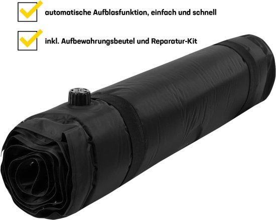 Zelfopblazende Slaapmat - Kampeer Mat Hoofdkussen - Outdoor Kamperen - Geïntegreerd Hoofdkussen - 175 x 60 x 3 cm - Zwart van Merkloos — afbeelding 3