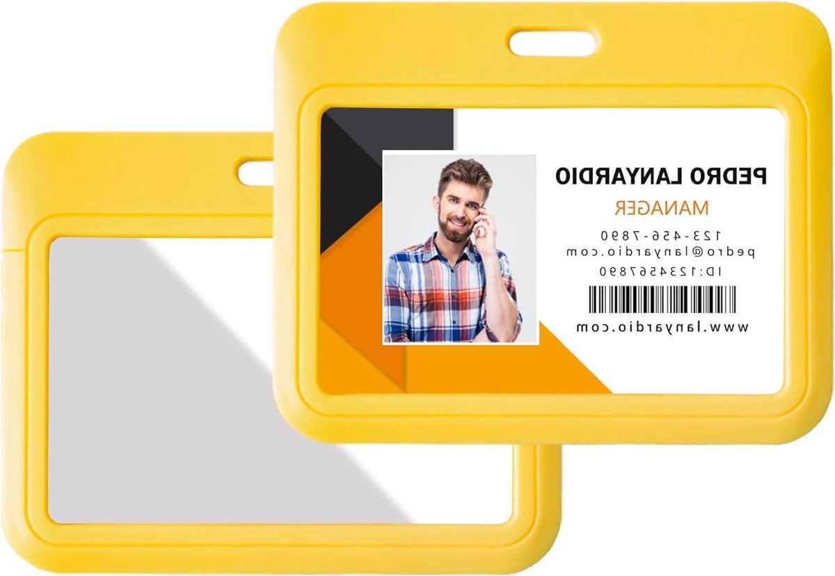 ID Badge Houder - Kaarthouder Pouch - Veilig Kaarten Tonen - Schuifdeksel Ontwerp - 10L x 8B cm - Geel