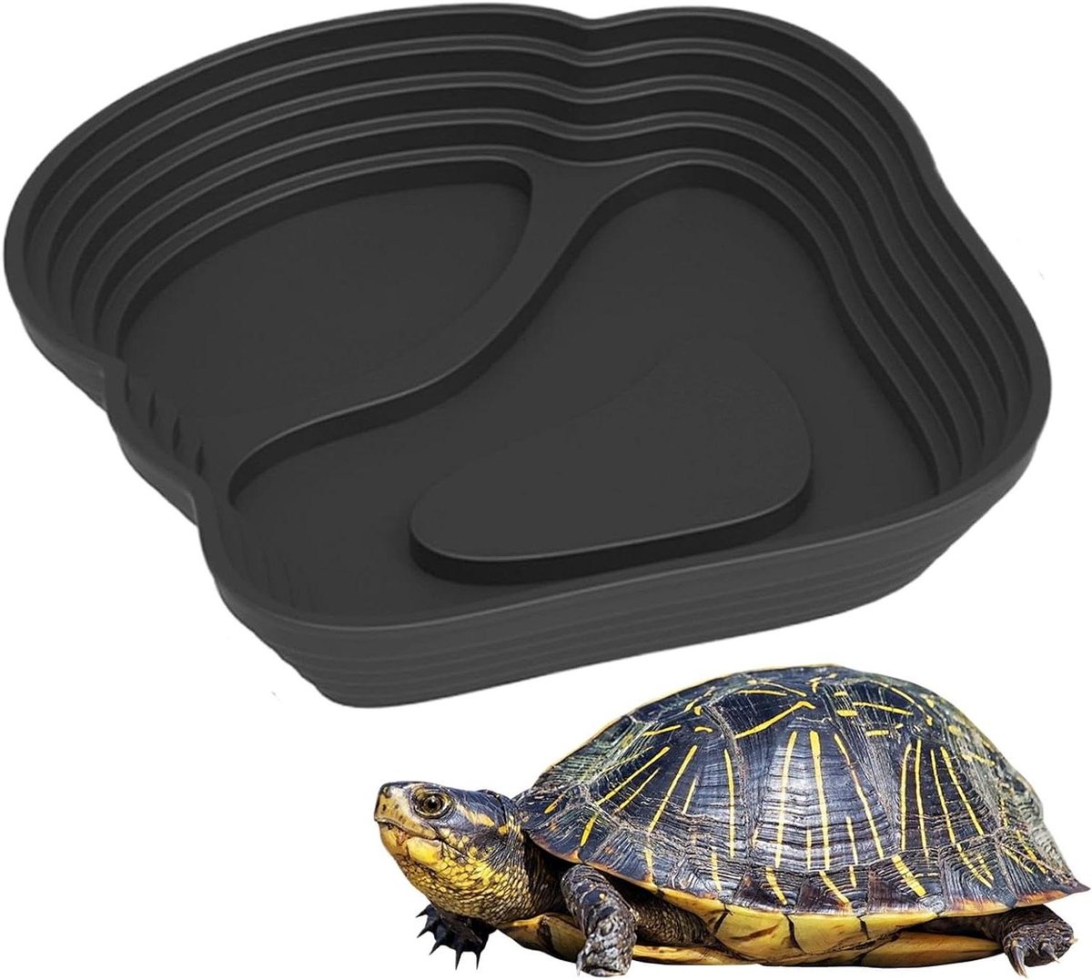 Reptielen Waterbak - Schildpadbad Aquariumornament - Hydratatie en Voeding - Multifunctioneel Antislip Ontwerp - 22 x 20.5 x 2.5 cm
