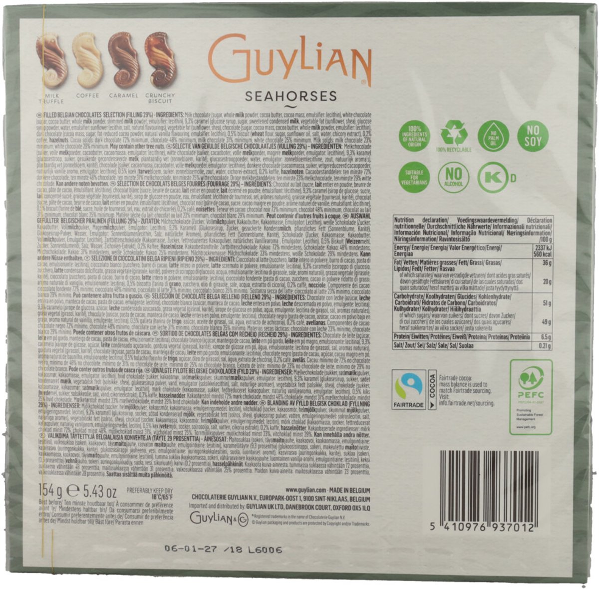 Guylian - Chocolade Zeepaardjes Mix - 12 x 154 gr - Voordeelverpakking