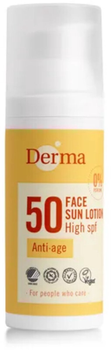 Derma Sun Zonnelotion - Anti-aging - SPF50 - 50 ML - Hyaluronzuur - Hypoallergeen - Gevoelige Huid
