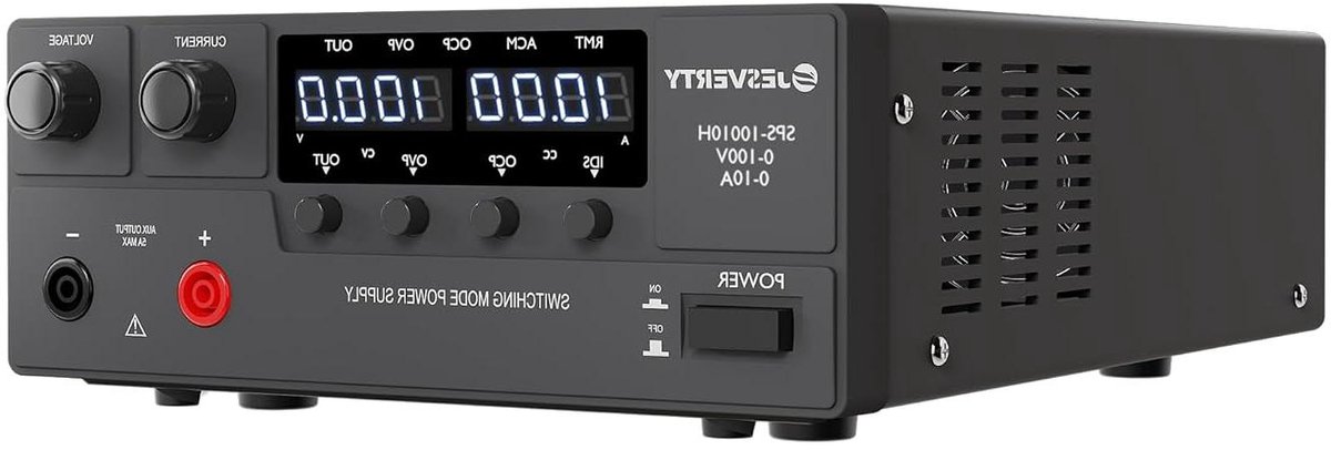 Laboratorium Voeding - DC Voeding Instelbaar - Experimenten Uitvoeren - 1000W Schakelend Ontwerp - 0-100V 0-10A - Zwart