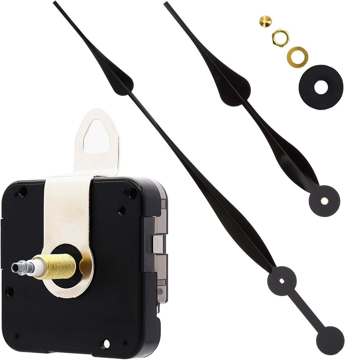 Klok Bewegingsmechanisme - Uurwerk Vervanging - Klok Maken - Hoog Koppel Lange Schacht - 30 cm Wijzers - Zwart