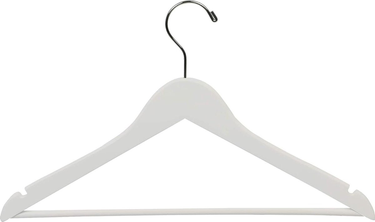 Houten Kledinghangers - Garderobe Hangers - Kast Organiseren - Ruimtebesparend Ontwerp - 25 stuks - Wit